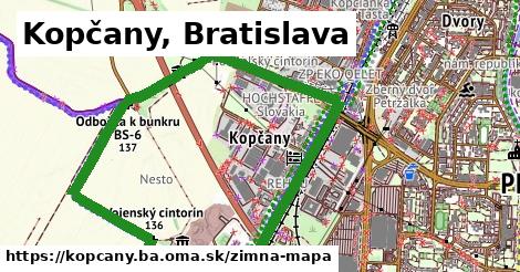 ikona Kopčany, Bratislava: 0 m trás zimna-mapa v kopcany.ba