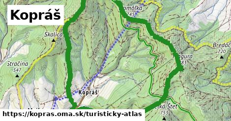 ikona Kopráš: 4,3 km trás turisticky-atlas v kopras