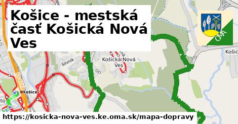 ikona Košice - mestská časť Košická Nová Ves: 13,2 km trás mapa-dopravy v kosicka-nova-ves.ke