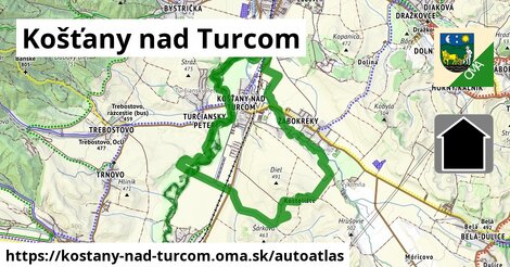 ikona Mapa autoatlas v kostany-nad-turcom