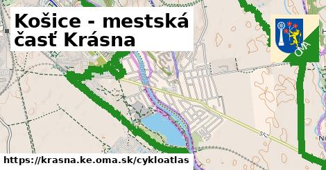 ikona Košice - mestská časť Krásna: 33 km trás cykloatlas v krasna.ke