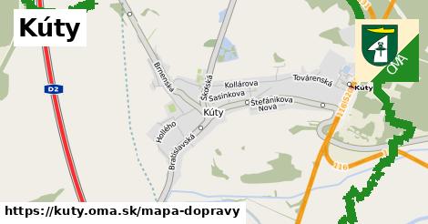 ikona Kúty: 105 km trás mapa-dopravy v kuty