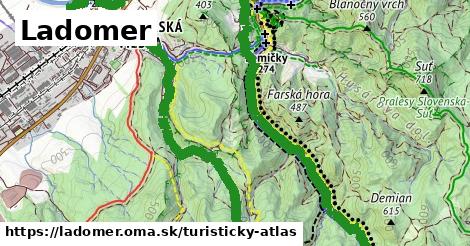 ikona Ladomer: 11,7 km trás turisticky-atlas v ladomer