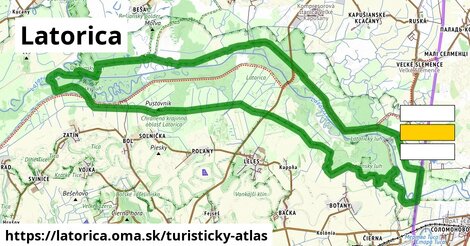 ikona Latorica: 4,5 km trás turisticky-atlas v latorica