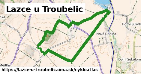 ikona Lazce u Troubelic: 1,07 km trás cykloatlas v lazce-u-troubelic