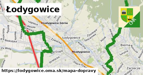 ikona Łodygowice: 25 km trás mapa-dopravy v lodygowice