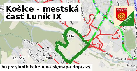 ikona Košice - mestská časť Luník IX: 13,0 km trás mapa-dopravy v lunik-ix.ke