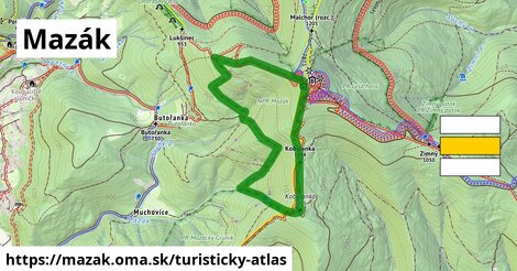 ikona Mazák: 2,1 km trás turisticky-atlas v mazak