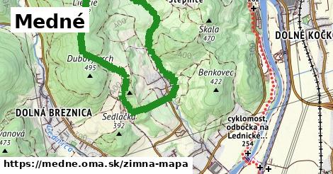 ikona Medné: 0 m trás zimna-mapa v medne