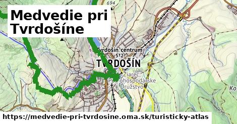 ikona Medvedie pri Tvrdošíne: 2,7 km trás turisticky-atlas v medvedie-pri-tvrdosine
