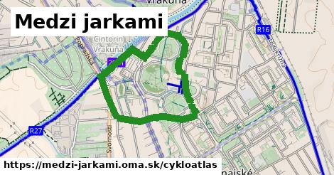 ikona Medzi jarkami: 0,74 km trás cykloatlas v medzi-jarkami