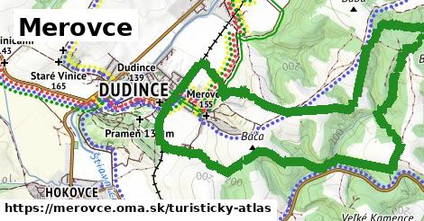 ikona Merovce: 0,96 km trás turisticky-atlas v merovce