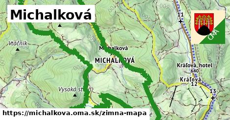 ikona Michalková: 0 m trás zimna-mapa v michalkova