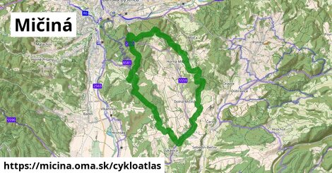 ikona Mičiná: 16 km trás cykloatlas v micina