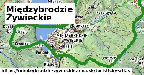 ikona Międzybrodzie Żywieckie: 13,1 km trás turisticky-atlas v miedzybrodzie-zywieckie
