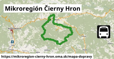 ikona Mikroregión Čierny Hron: 43 km trás mapa-dopravy v mikroregion-cierny-hron