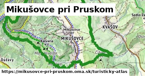 ikona Mikušovce pri Pruskom: 5,6 km trás turisticky-atlas v mikusovce-pri-pruskom