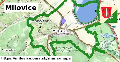 ikona Milovice: 0 m trás zimna-mapa v milovice