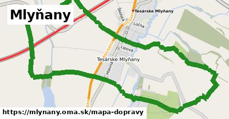 ikona Mlyňany: 9,2 km trás mapa-dopravy v mlynany