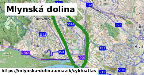 ikona Mlynská dolina: 13,6 km trás cykloatlas v mlynska-dolina