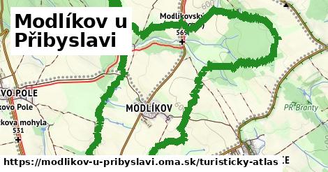 ikona Modlíkov u Přibyslavi: 1,49 km trás turisticky-atlas v modlikov-u-pribyslavi