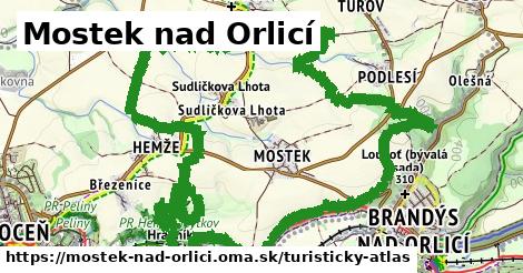 ikona Mostek nad Orlicí: 3,1 km trás turisticky-atlas v mostek-nad-orlici