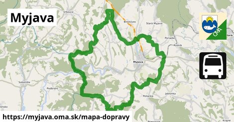 ikona Myjava: 2,5 km trás mapa-dopravy v myjava