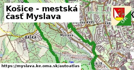 ulice v Košice - mestská časť Myslava