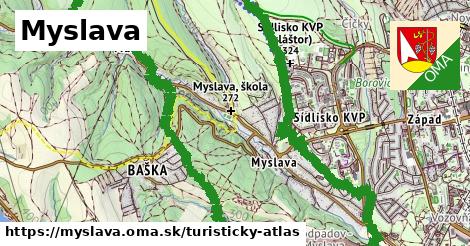 ikona Myslava: 6,3 km trás turisticky-atlas v myslava