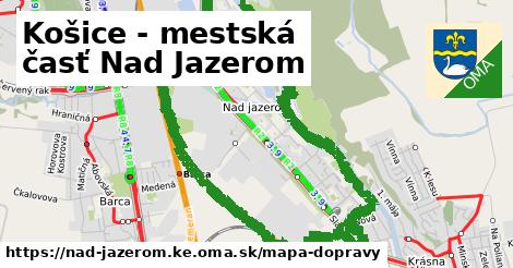 ikona Košice - mestská časť Nad Jazerom: 38 km trás mapa-dopravy v nad-jazerom.ke