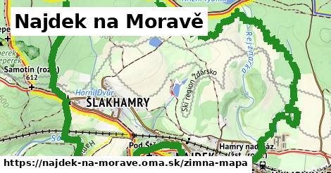 ikona Najdek na Moravě: 13,0 km trás zimna-mapa v najdek-na-morave