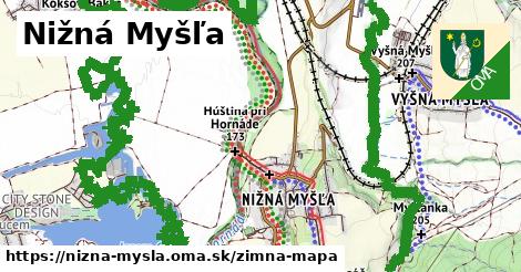 ikona Nižná Myšľa: 0 m trás zimna-mapa v nizna-mysla