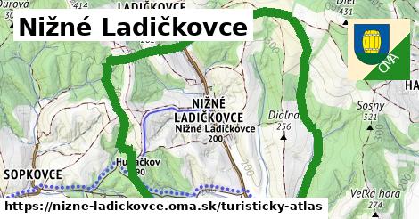 ikona Nižné Ladičkovce: 4,4 km trás turisticky-atlas v nizne-ladickovce
