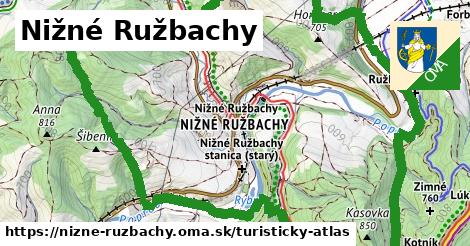 ikona Nižné Ružbachy: 4,6 km trás turisticky-atlas v nizne-ruzbachy