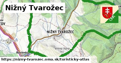 ikona Nižný Tvarožec: 2,3 km trás turisticky-atlas v nizny-tvarozec