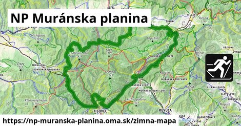 ikona NP Muránska planina: 45 km trás zimna-mapa v np-muranska-planina