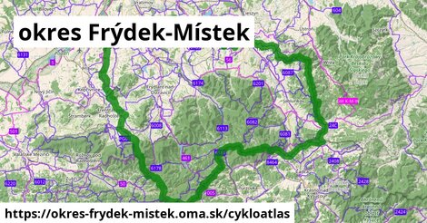 ikona okres Frýdek-Místek: 1 128 km trás cykloatlas v okres-frydek-mistek