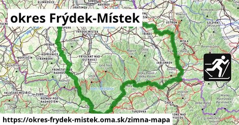 ikona okres Frýdek-Místek: 37 km trás zimna-mapa v okres-frydek-mistek