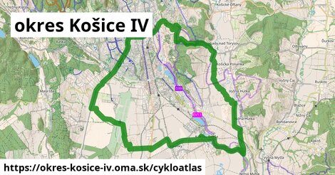 ikona okres Košice IV: 56 km trás cykloatlas v okres-kosice-iv