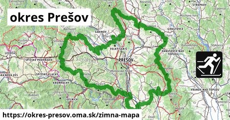 ikona okres Prešov: 88 km trás zimna-mapa v okres-presov