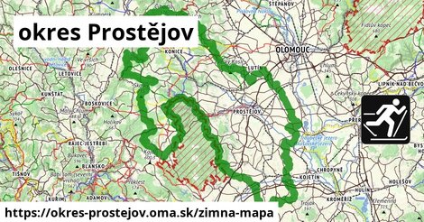 ikona okres Prostějov: 24 km trás zimna-mapa v okres-prostejov