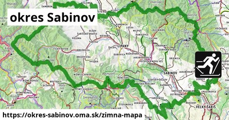 ikona okres Sabinov: 39 km trás zimna-mapa v okres-sabinov