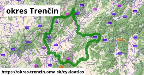 ikona okres Trenčín: 421 km trás cykloatlas v okres-trencin