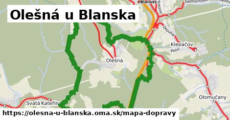 ikona Olešná u Blanska: 20 km trás mapa-dopravy v olesna-u-blanska