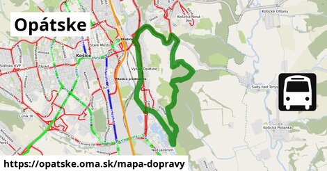 ikona Opátske: 29 km trás mapa-dopravy v opatske