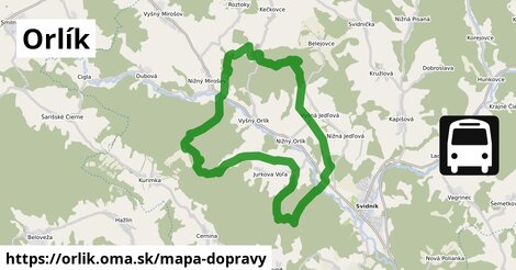 ikona Orlík: 0 m trás mapa-dopravy v orlik