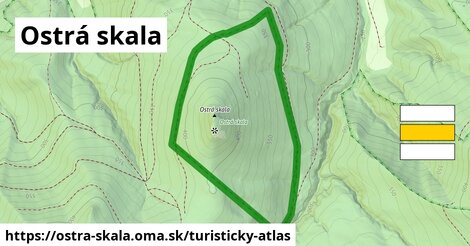 ikona Ostrá skala: 0 m trás turisticky-atlas v ostra-skala