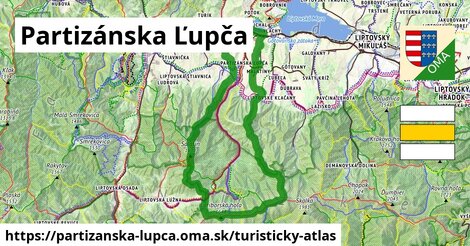 ikona Partizánska Ľupča: 77 km trás turisticky-atlas v partizanska-lupca