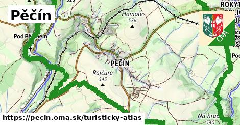 ikona Pěčín: 5,4 km trás turisticky-atlas v pecin