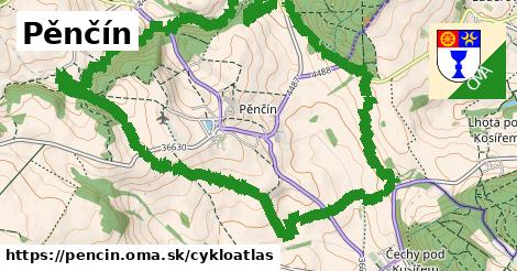 ikona Pěnčín: 4,5 km trás cykloatlas v pencin